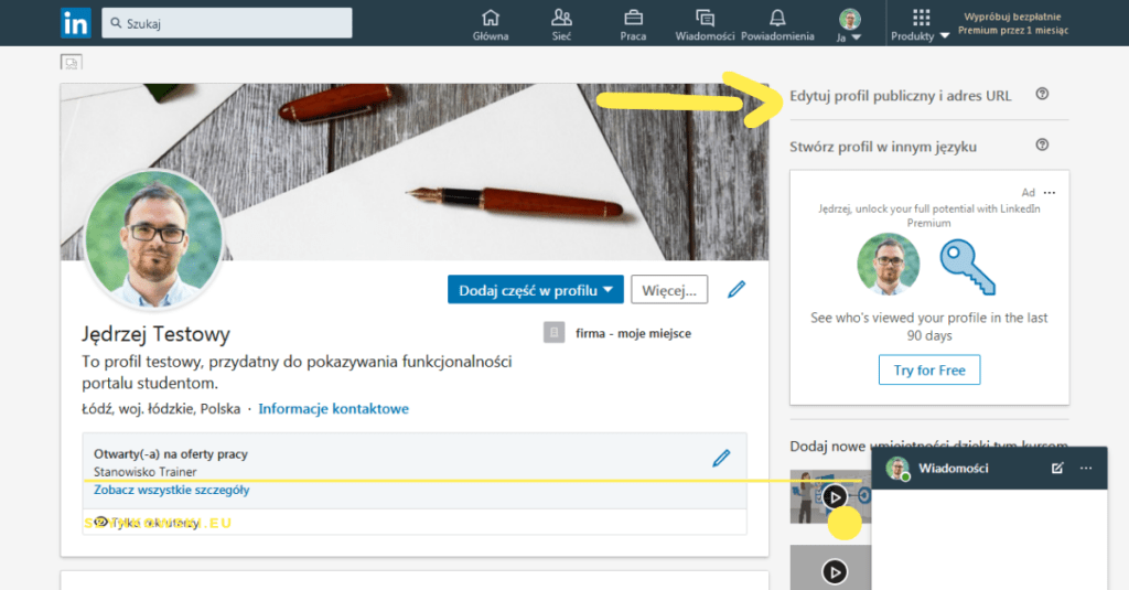 Zmiana adresu URL na LinkedIn